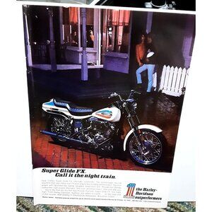 1971 Harley Davidson Super Glide FX Night Train Motorcycle Print Ad Vintage